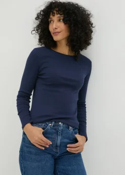 T-Shirts>Papaya Navy Long Sleeve T Shirt