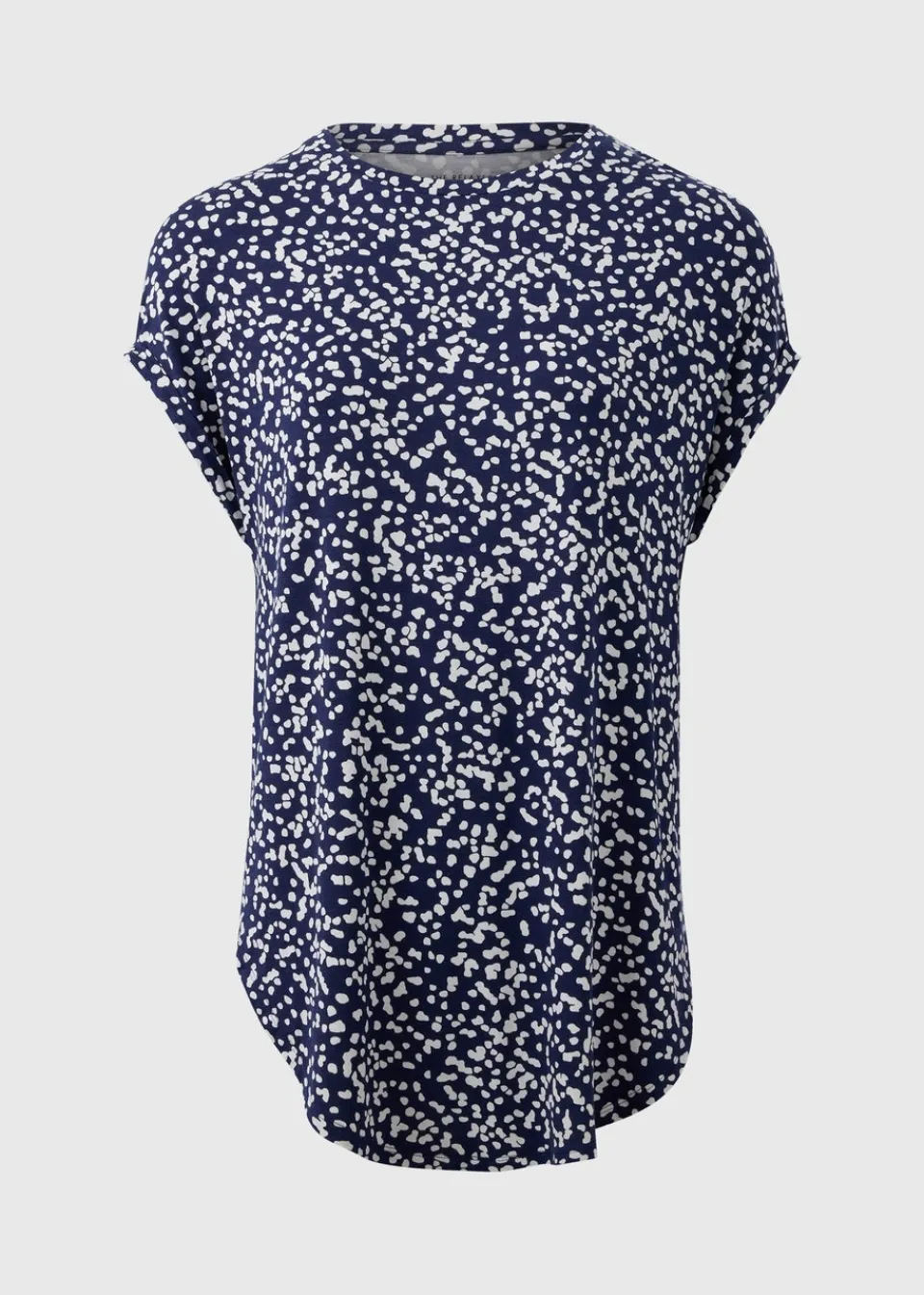 T-Shirts>Papaya Navy Patterned Longline T-Shirt