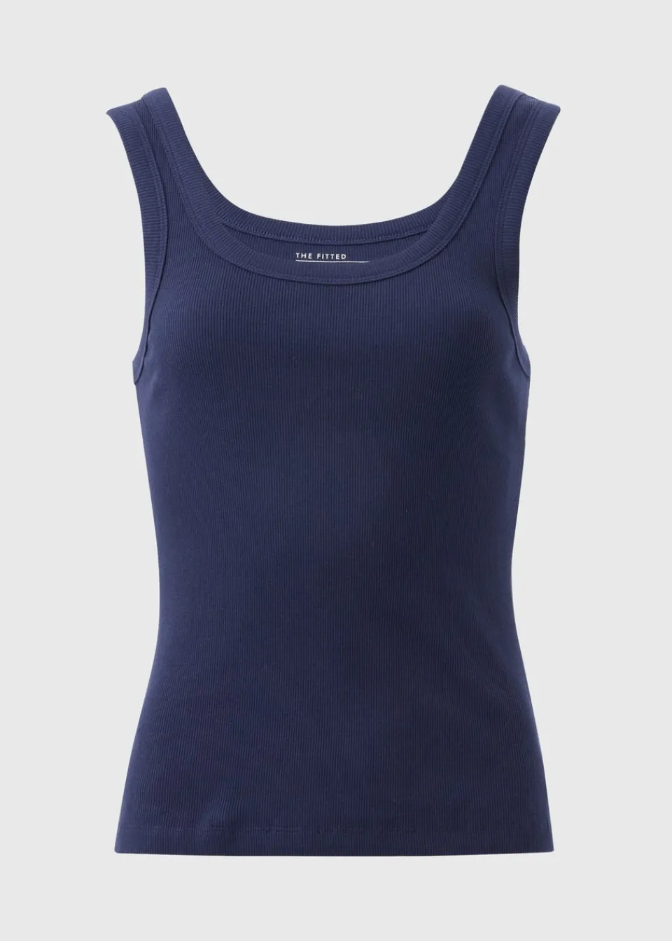 Tops>Papaya Navy Ribbed Scoop Neck Vest Top