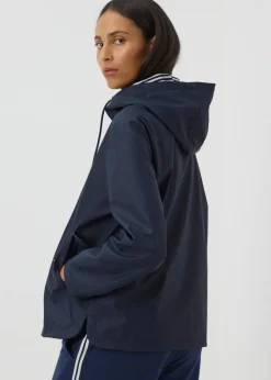 Coats & Jackets>Papaya Rubberised Showerproof Short Parka Coat Navy