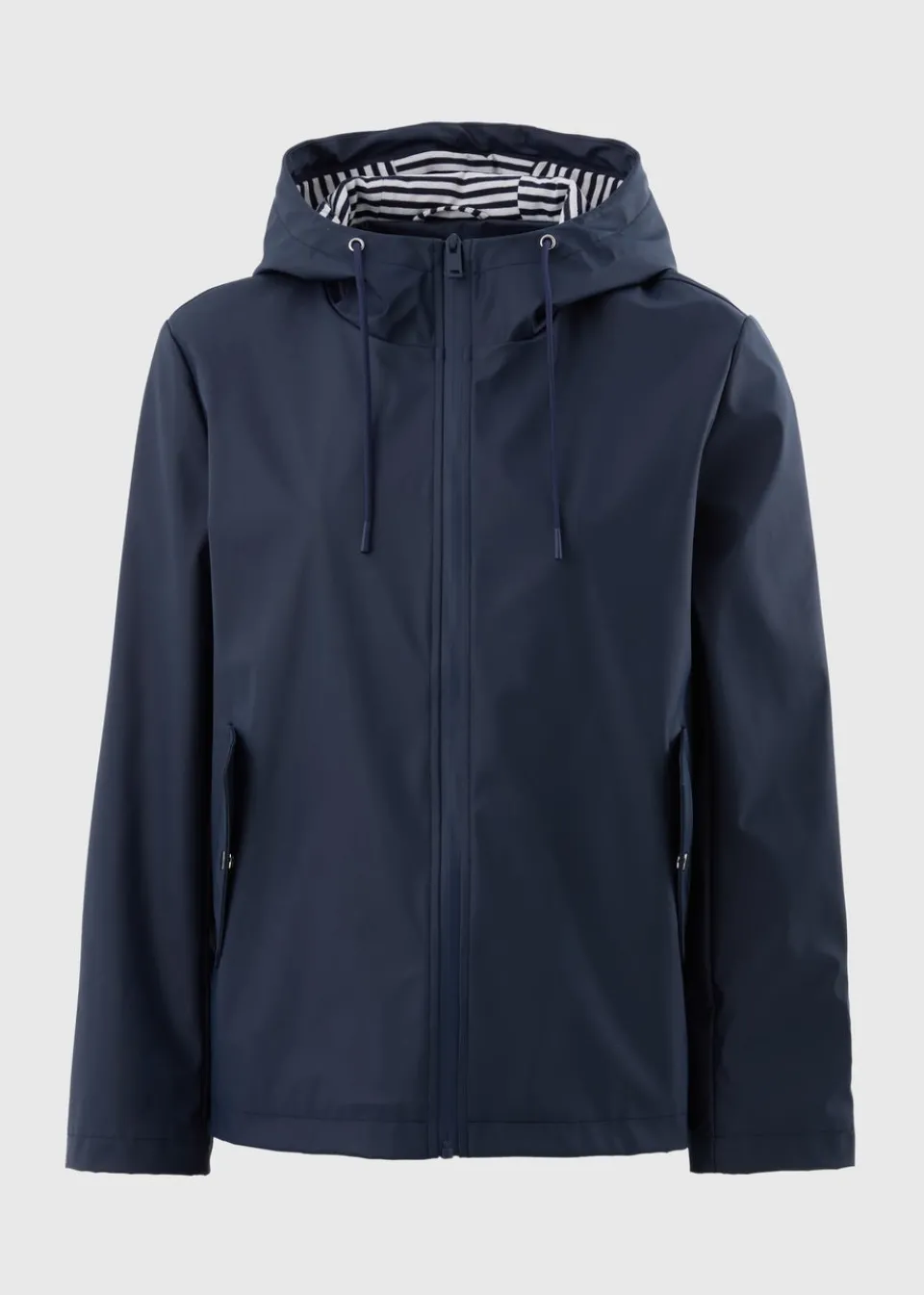Coats & Jackets>Papaya Rubberised Showerproof Short Parka Coat Navy