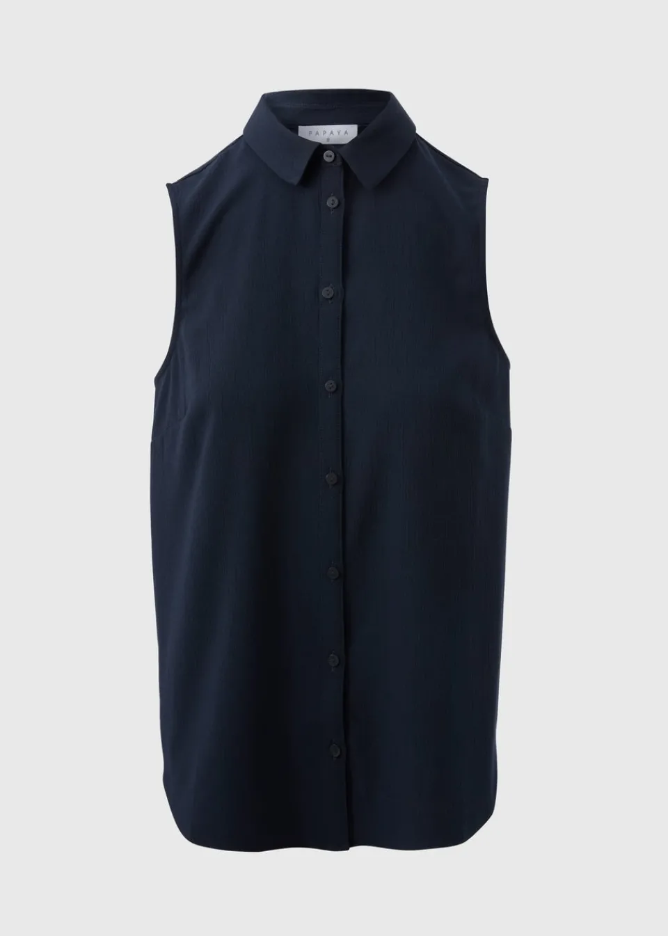 Tops>Papaya Navy Sleeveless Shirt