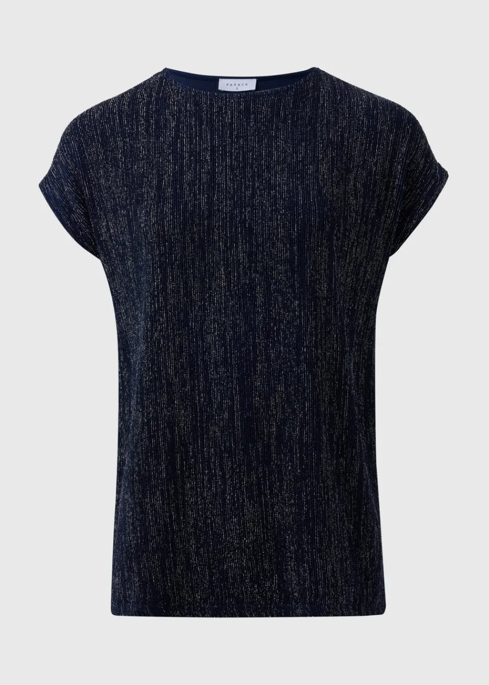 T-Shirts>Papaya Navy Sparkle Yarn T-Shirt