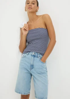 Tops>Papaya Navy Stripe Boobtube Top