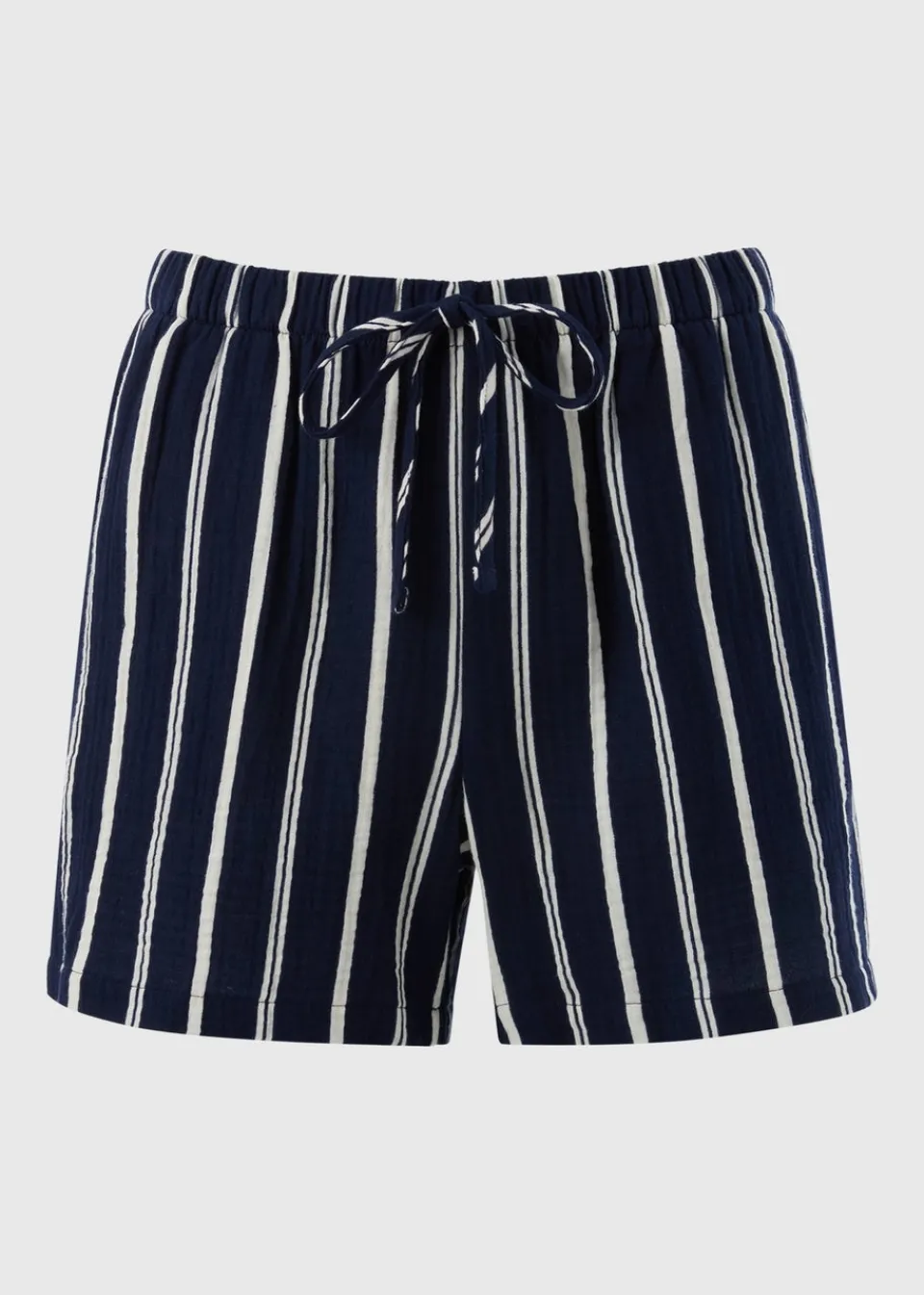 Shorts>Papaya Navy Stripe Double Cloth Shorts