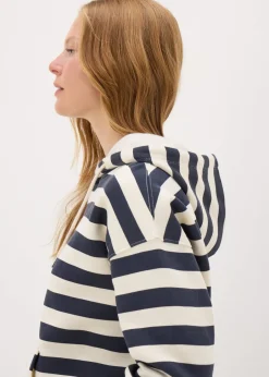 Tops>Papaya Navy Stripe Hoodie