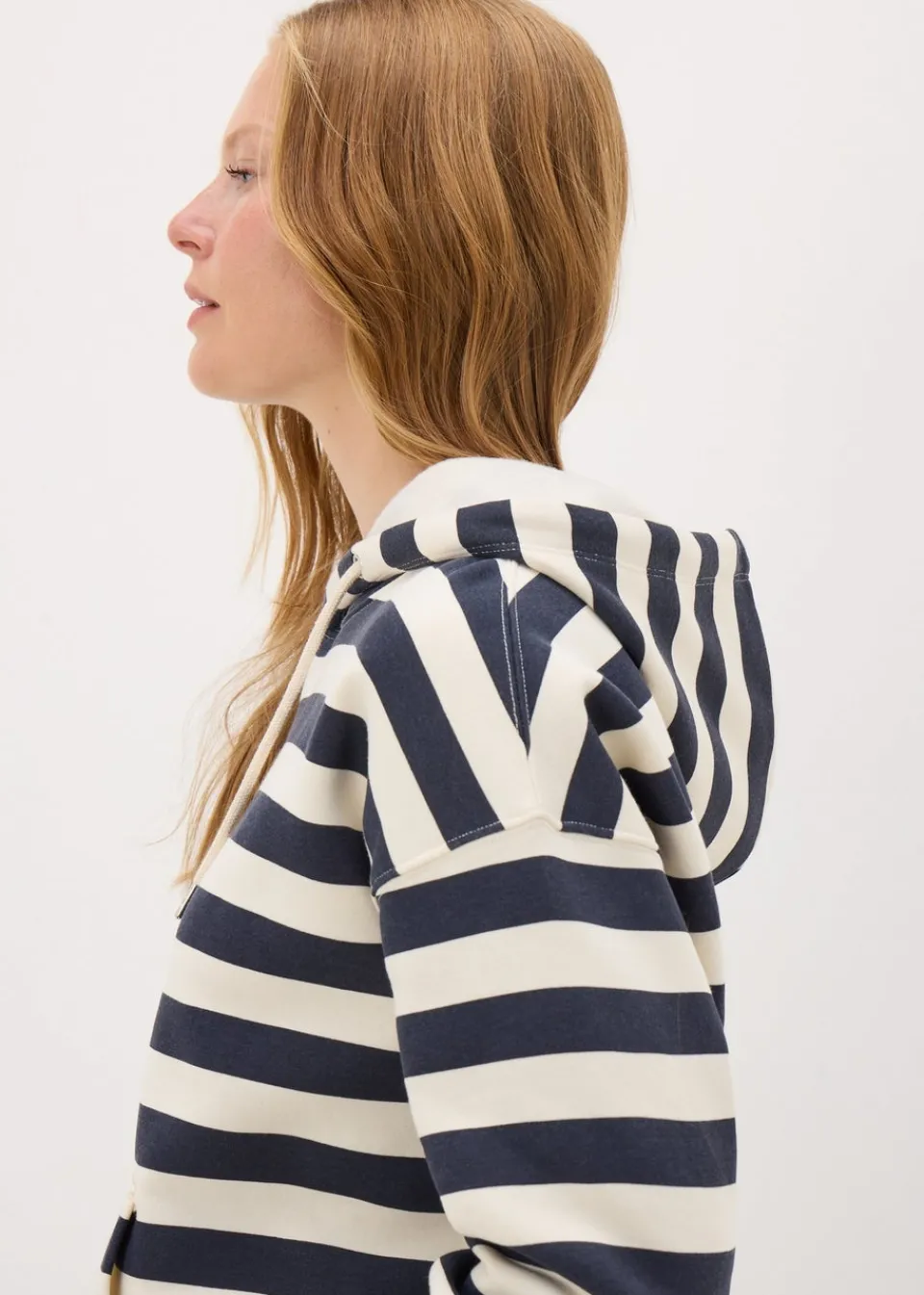 Tops>Papaya Navy Stripe Hoodie