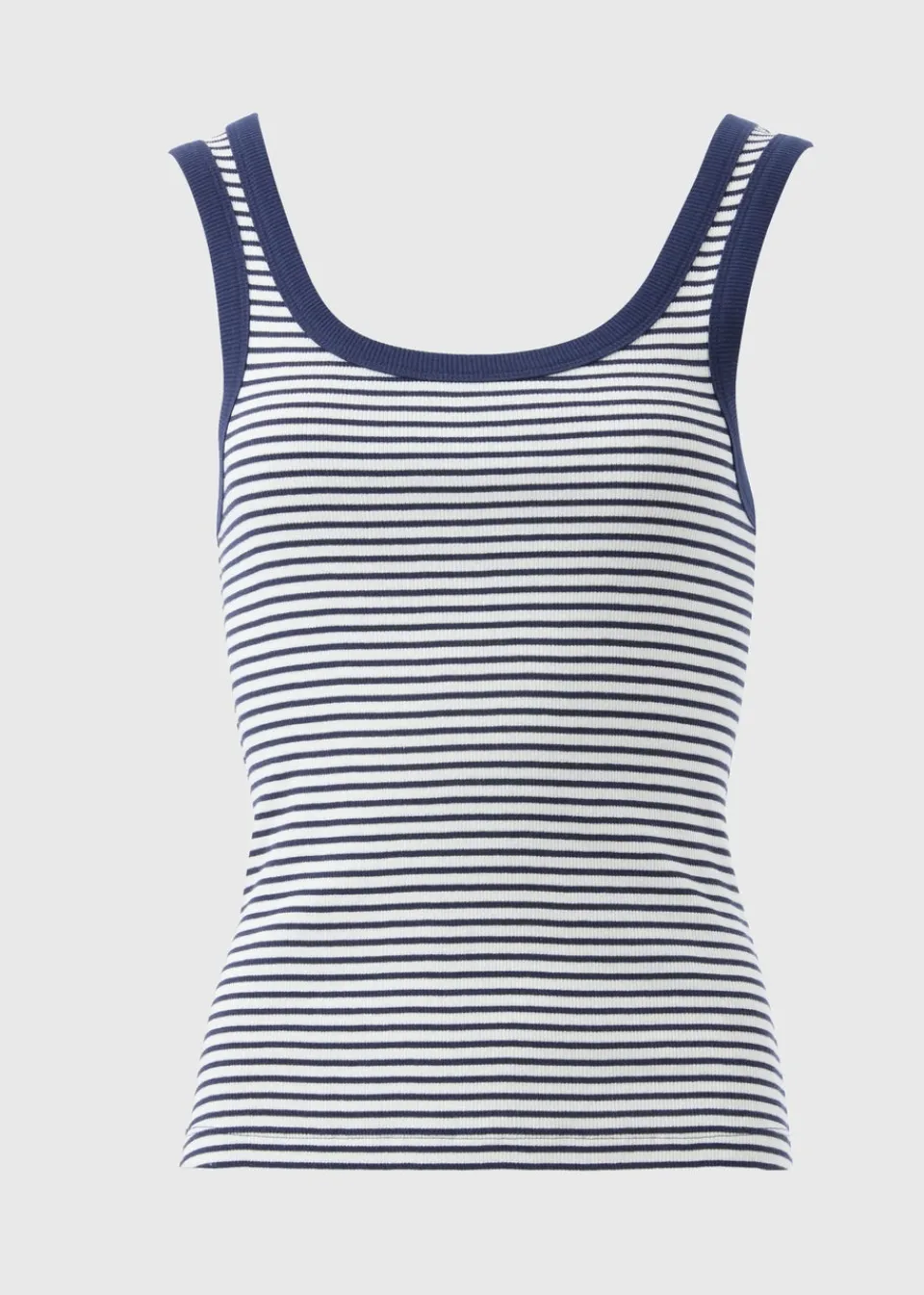 Tops>Papaya Navy Stripe Ribbed Scoop Neck Vest Top
