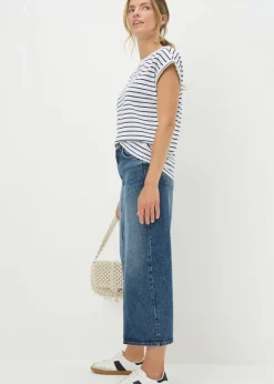 T-Shirts>Papaya Navy Stripe Short Sleeve Top