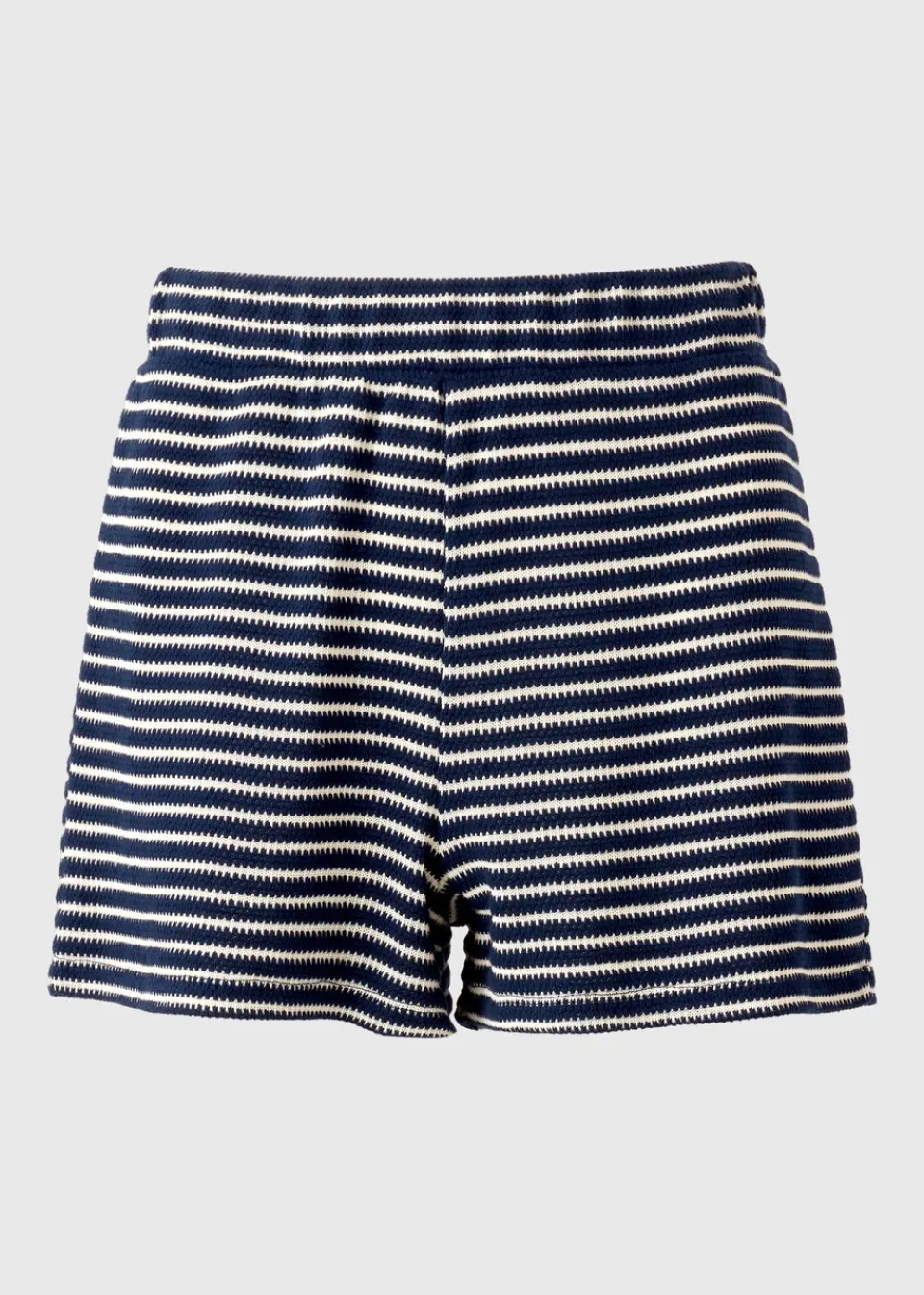 Shorts>Papaya Navy Stripe Textured Co Ord Shorts