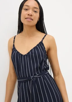 Jumpsuits & Playsuits>Papaya Stripe Wide Leg Jersey Jumpsuit Navy