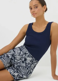 Shorts>Papaya Navy Tropical Floral Shorts