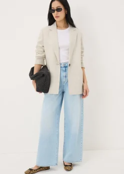 Coats & Jackets>Papaya Neutral Linen Blend Blazer