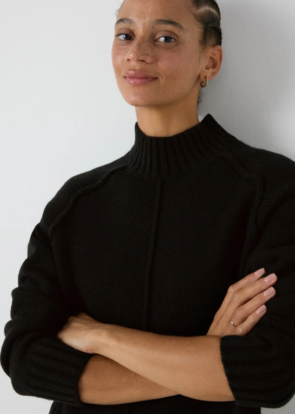 Tops>Papaya Petite Black Seam Front Jumper