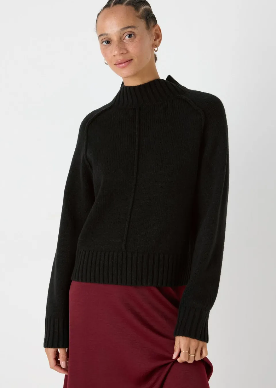 Tops>Papaya Petite Black Seam Front Jumper