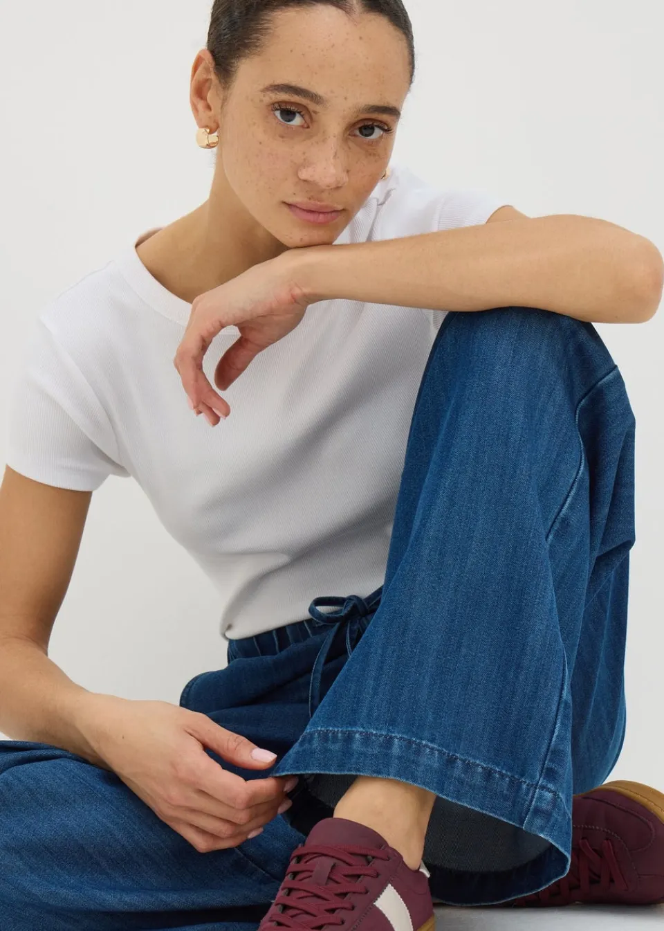 Jeans & Jeggings>Papaya Petite Blue Dark Wash Wide Leg Comfort Fit Jeans