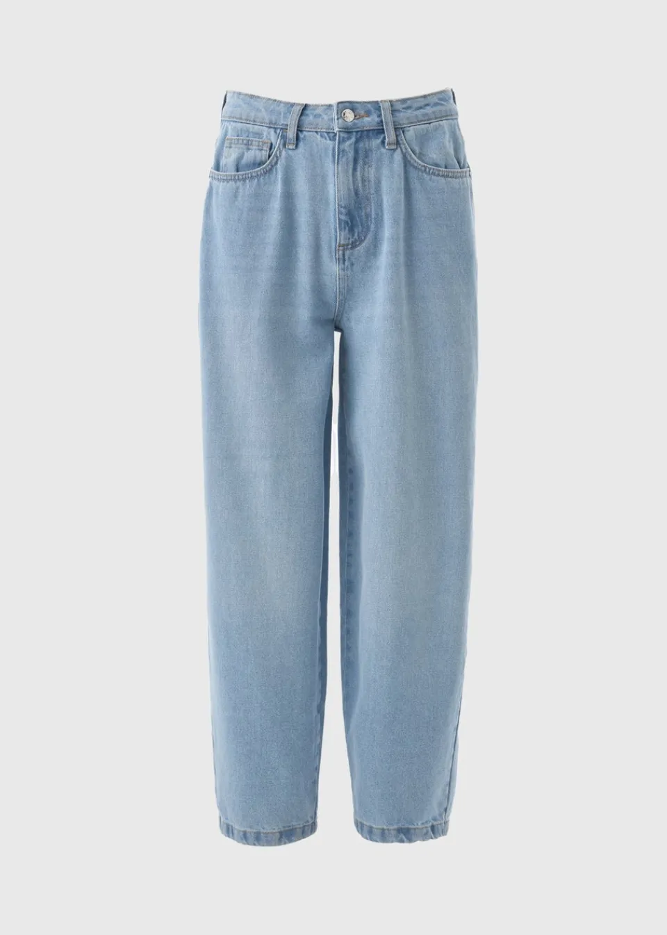 Jeans & Jeggings>Papaya Petite Blue Light Wash Barrel Leg Jeans
