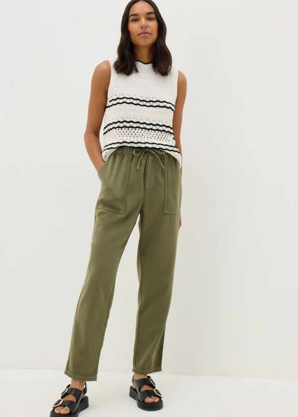 Trousers>Papaya Petite Green Utility Jogger Trouser