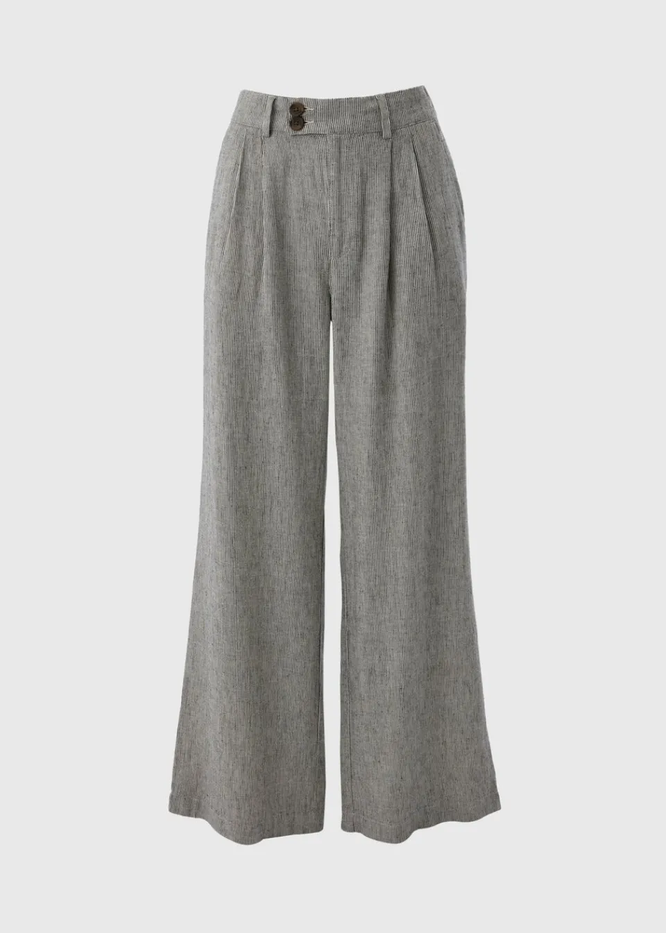 Trousers>Papaya Petite Navy Stripe Linen Blend Wide Leg Trousers