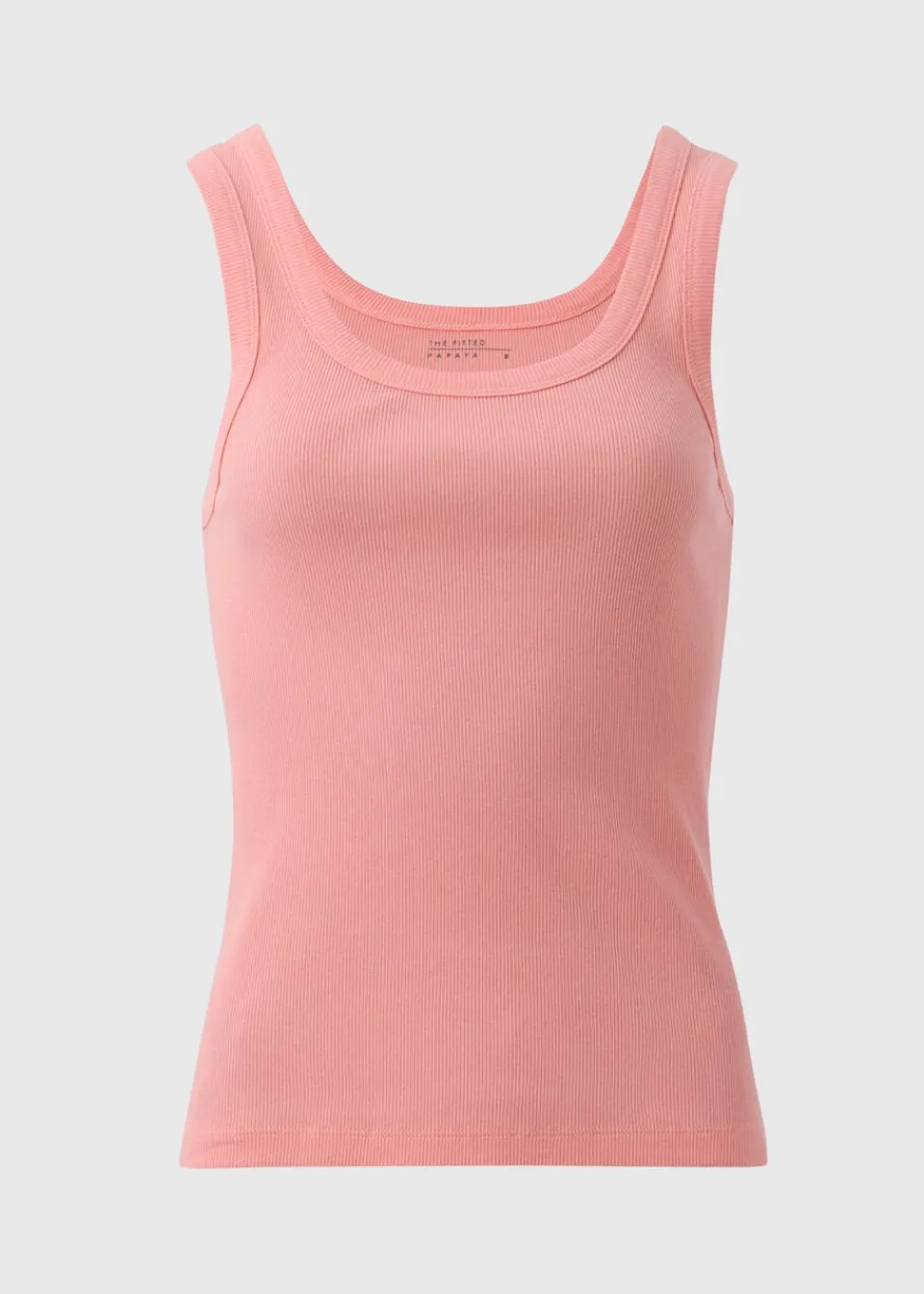 Tops>Papaya Peach Ribbed Scoop Neck Vest Top