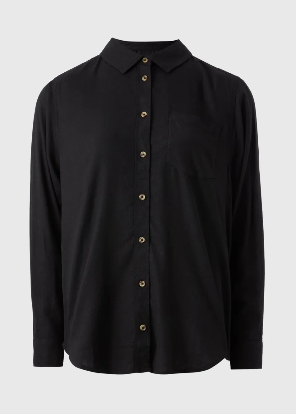 Tops>Papaya Petite Petite Black Linen Blend Shirt
