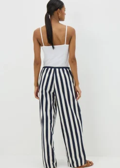 Trousers>Papaya Petite Petite Navy Stripe Wide Leg Co-Ord Trousers
