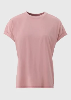 T-Shirts>Papaya Pink Acid Wash Longline T-Shirt
