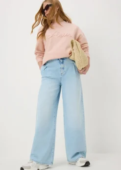 Tops>Papaya Pink Applique Fleur Sweatshirt