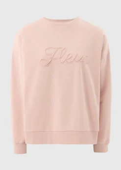 Tops>Papaya Pink Applique Fleur Sweatshirt