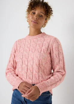 Tops>Papaya Cable Knit Jumper Pink
