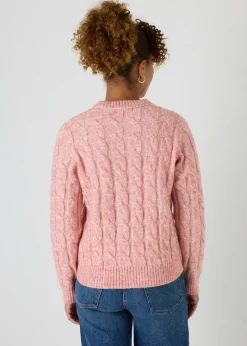 Tops>Papaya Cable Knit Jumper Pink