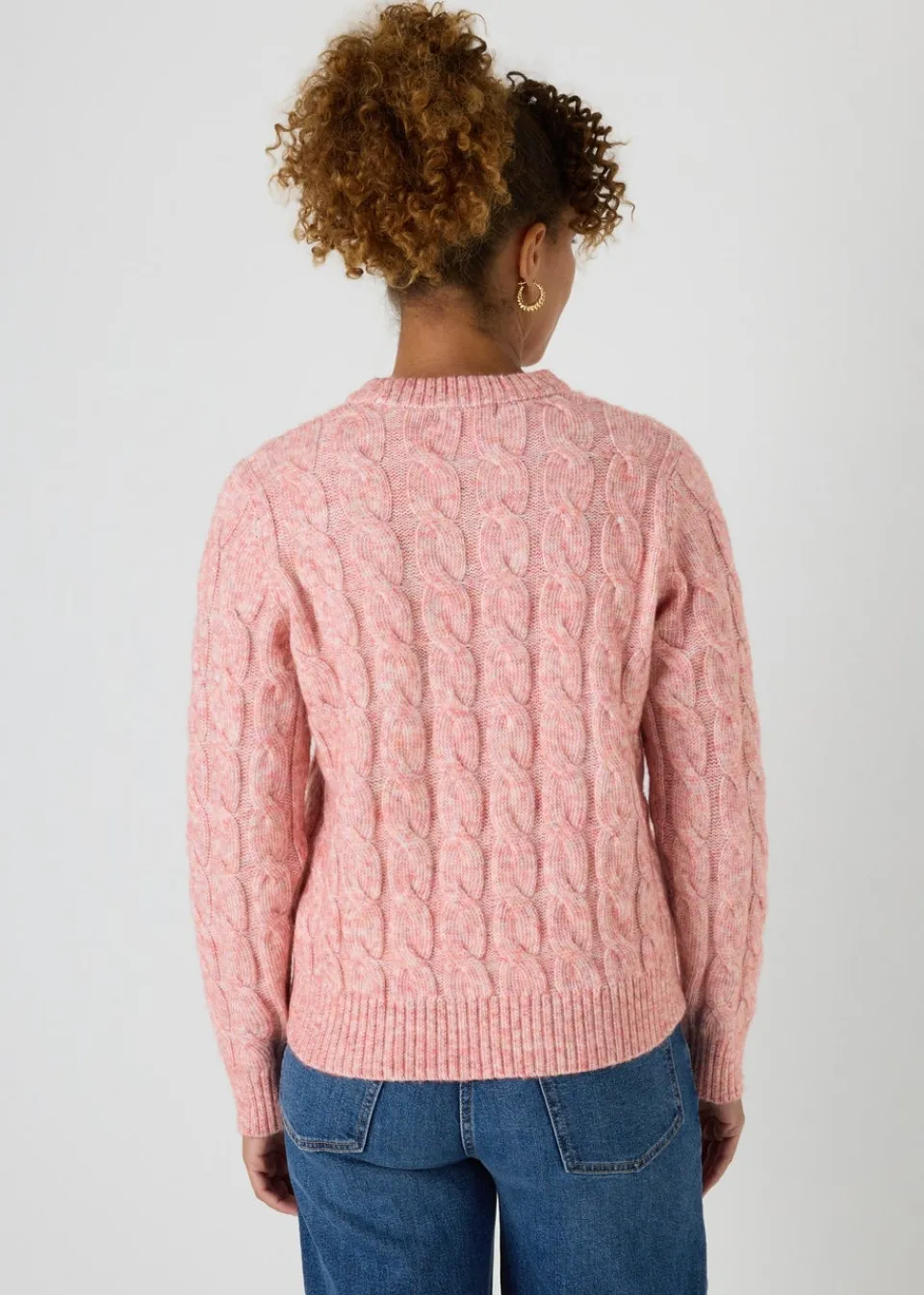 Tops>Papaya Cable Knit Jumper Pink