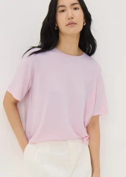 T-Shirts>Papaya Pink Crew Neck Relaxed T-Shirt