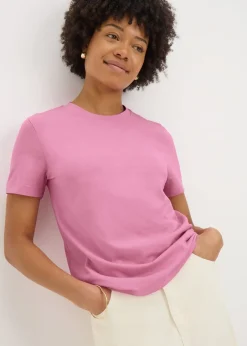 T-Shirts>Papaya Pink Crew Neck T-Shirt
