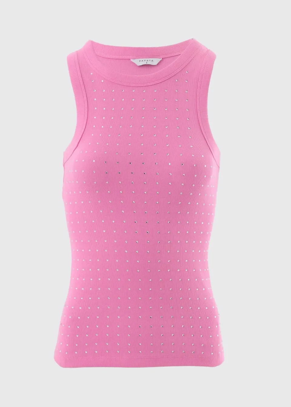 Tops>Papaya Diamante Vest Top Pink