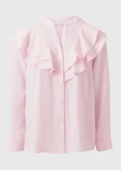 Blouses & Shirts>Papaya Pink Double Ruffle Blouse