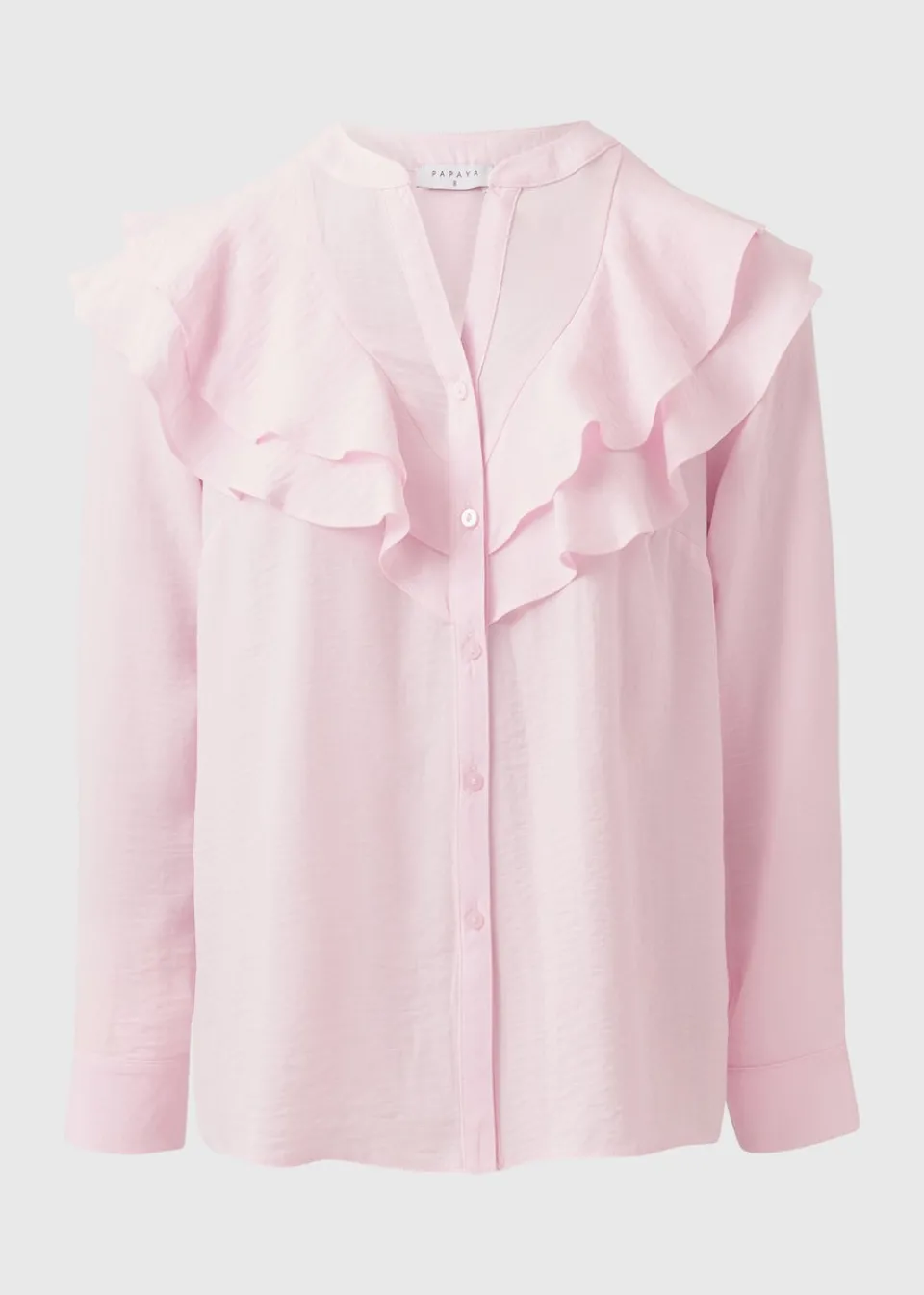 Blouses & Shirts>Papaya Pink Double Ruffle Blouse