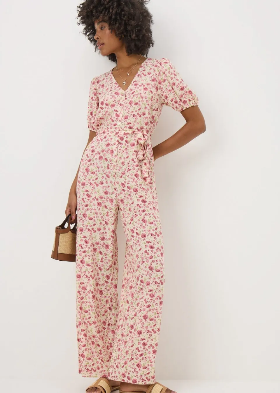 Jumpsuits & Playsuits>Papaya Pink Floral Jumpsuit