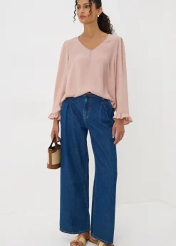 Tops>Papaya Frill Sleeve Blouse Pink