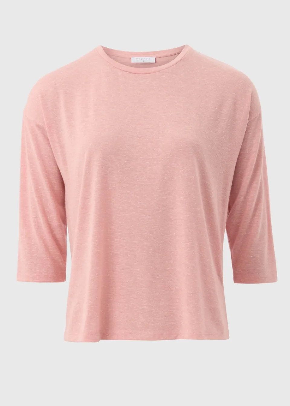 T-Shirts>Papaya Pink Linen Blend Top