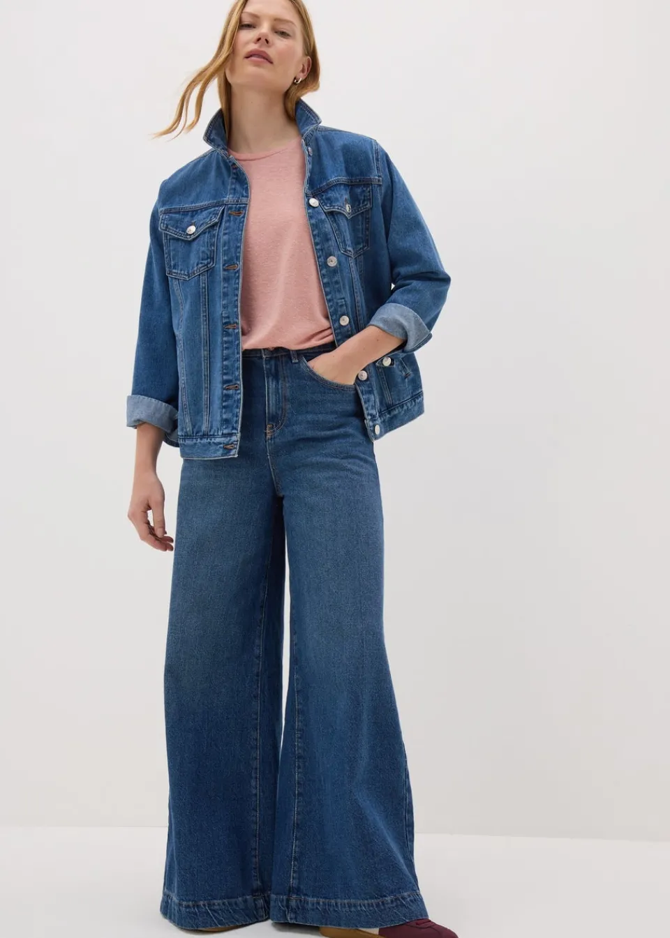 T-Shirts>Papaya Pink Linen Blend Top