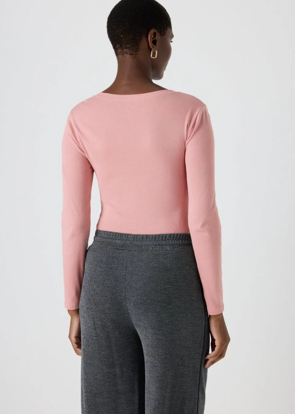 T-Shirts>Papaya Pink Long Sleeve Fitted T-Shirt
