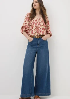 Tops>Papaya Pink Paisley Print Co Ord Blouse