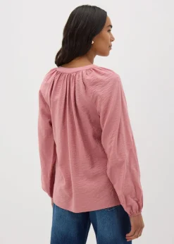 Tops>Papaya Pink Popover Blouse