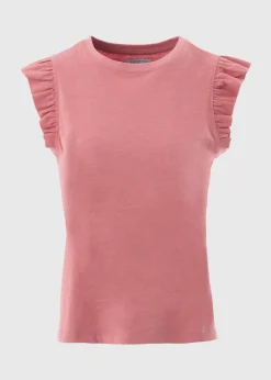 Tops>Papaya Pink Ruffle Vest Top