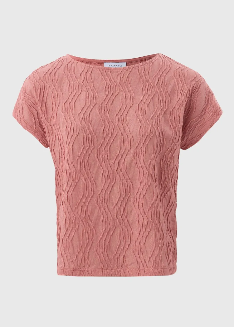 T-Shirts>Papaya Pink Textured T Shirt