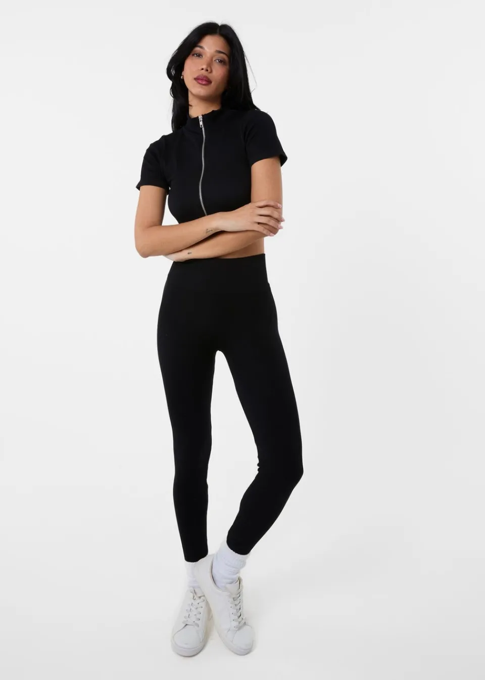 Loungewear>Pink Vanilla Black Active Rib Leggings