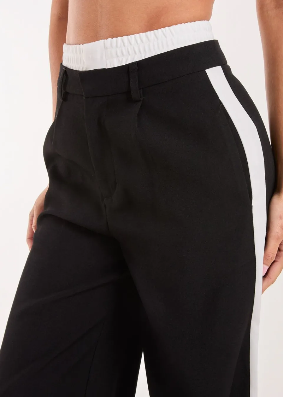 Trousers>Pink Vanilla Black Boxer Style Popper Trousers