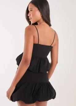 Tops>Pink Vanilla Bubble Hem Strappy Top Black