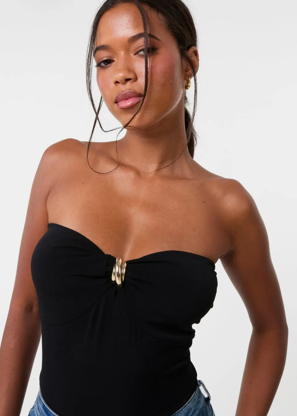 Tops>Pink Vanilla Black Detail Bodysuit